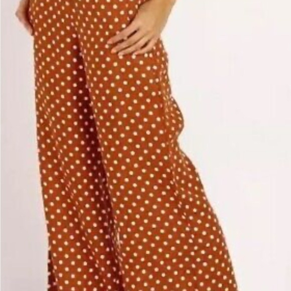 FAITHFULL The Brand Amber Linen Polka Dot Size 8 Wide Leg Pants Pockets - Picture 1 of 9